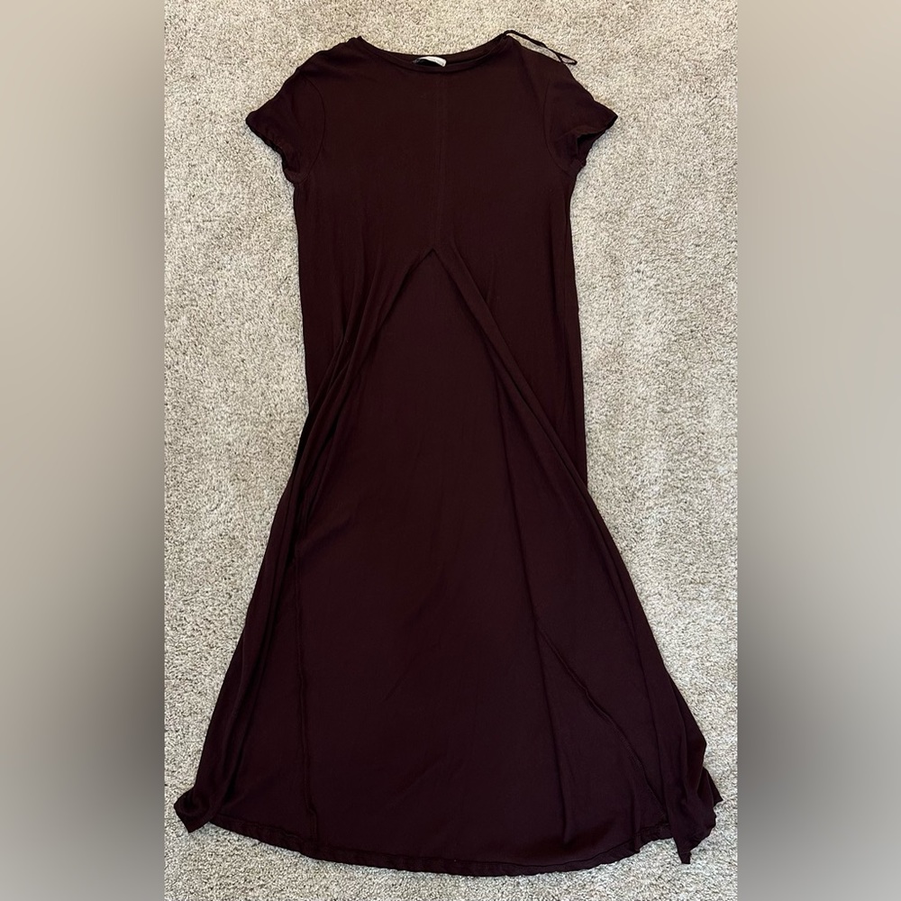 Women’s Zara Open Front Long Shirt (S) (Maroon)